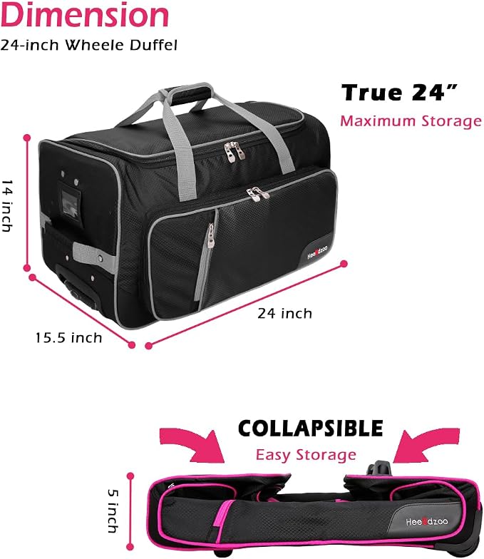 Dance Bag With Garment Rack,23inch Dance Competition Garment Bags with Clothes rack,Suitcase,Rolling duffle For Travel, Wheeled Drop-Bottom Upright Luggage Closet Suitcase (Grey - Image 2