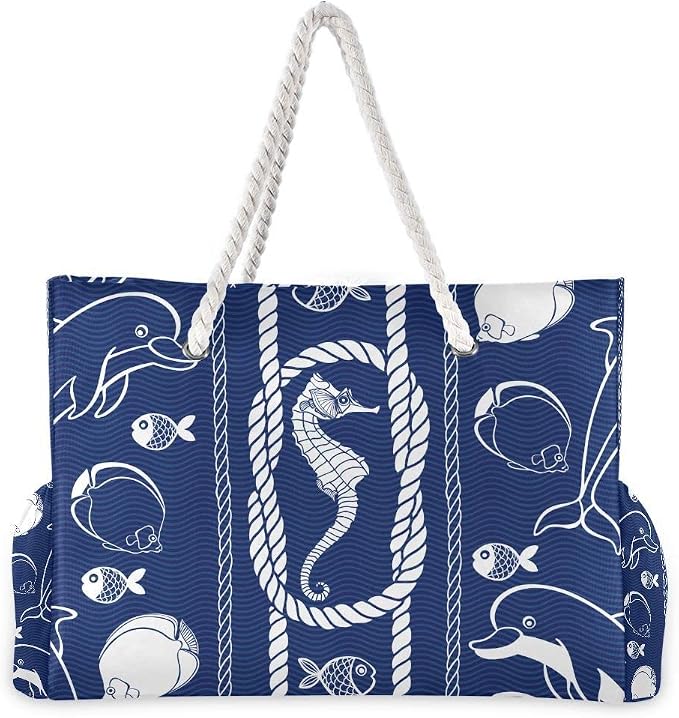 senya Large Beach Shoulder Bags Canvas Tote Water Resistant for Gym Travel Daily - Image 4