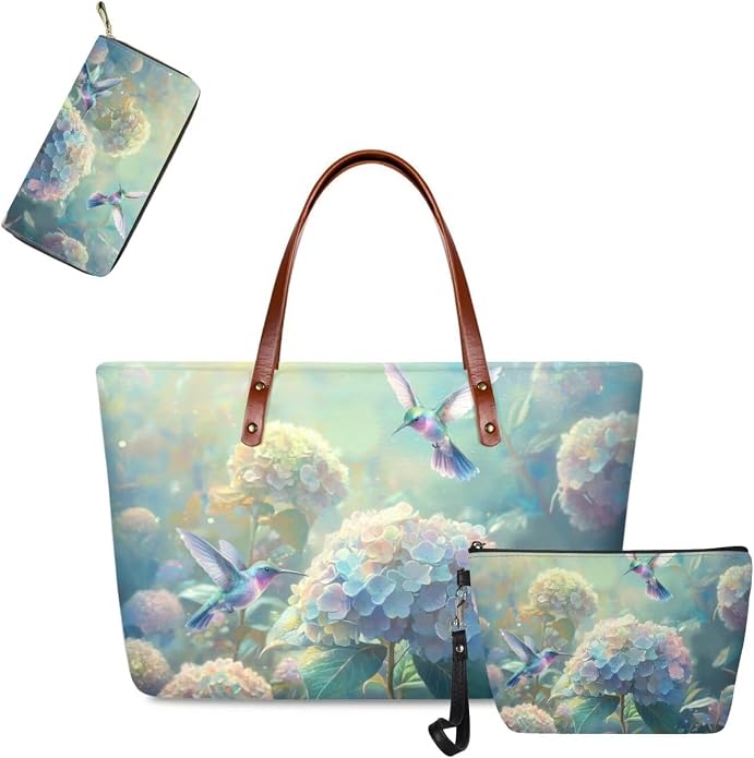 GIFTPUZZ Women Tote Bag Women Wallet Portable Cosmetic Bag for Women Bag Set 3 Pack PU Leather Bags with Zipper - Image 4