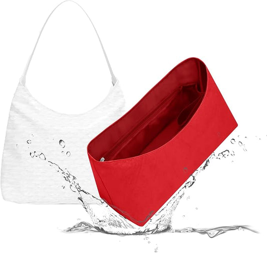 Lightweight Bag Insert, Waterproof Surface and Silky Satin Interior, Fits Geyard Bohème Hobo (Red, With Zipper and Bottle Holder) | Bottle Holder and Side Zip, Smooth Satin Interior, Easy-Care Outer Surface, Multiple Color Options, Structured Yet Flexible by 19NeatThin