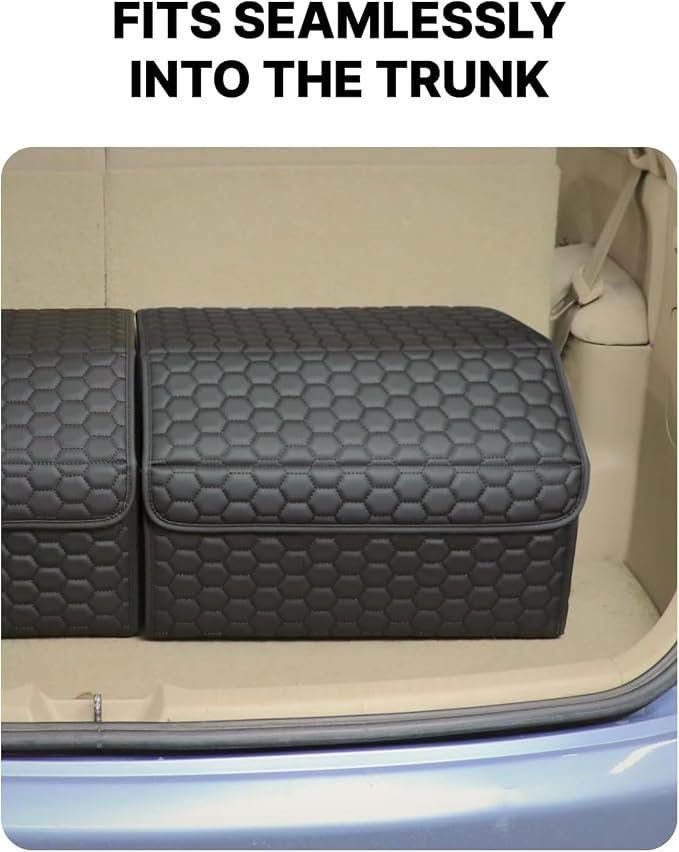 Owleys Cargo Organizer 17.7" - Compact Storage Totes with Lids for SUV, Sedan or Truck - Durable Car Crate for Travel Essentials - Black - Image 7
