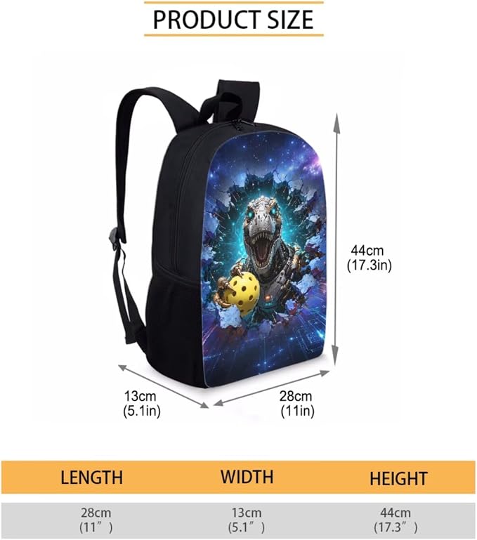Forchrinse Kids Dinosaur Backpack Boys Pickleball School Backpack with Lunch Box Pencil Case 3 in 1 Set Boys Bookbag Elementary School Bags - Image 3