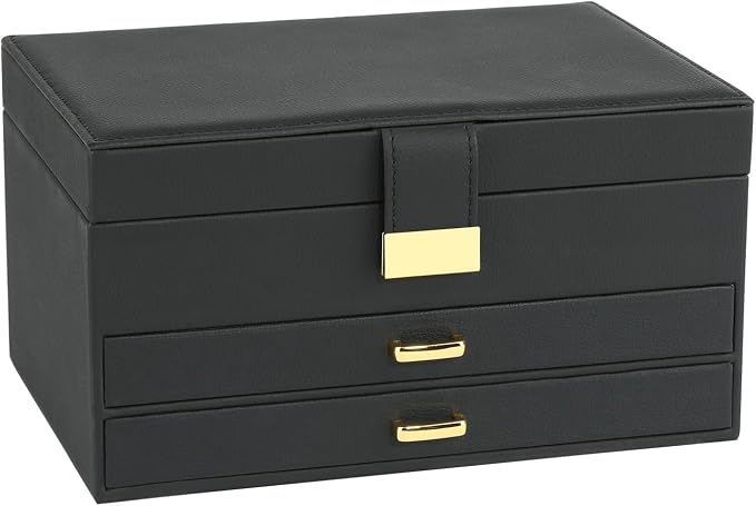 Jewelry Boxes for Women, Jewelry Holder Organizer for Christmas Gift, Jewelry Boxes & Organizers for Rings Earring Necklace Bracelet Watch, Black - Image 2