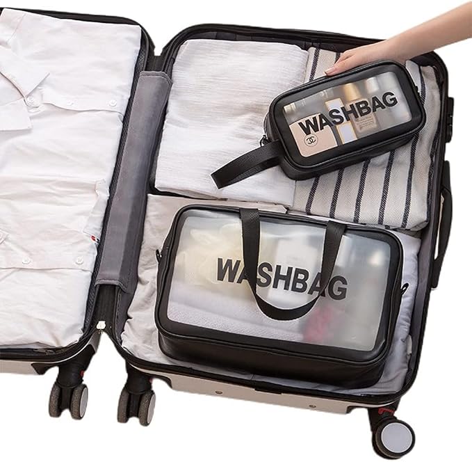 Travel Makeup Pouch Set Toiletry Bag Cosmetic Organizer Bag for Women and Girls Toiletry Storage Kit Set of 3, WASHBAG - BLACK, M, Travel Accessories - Image 6