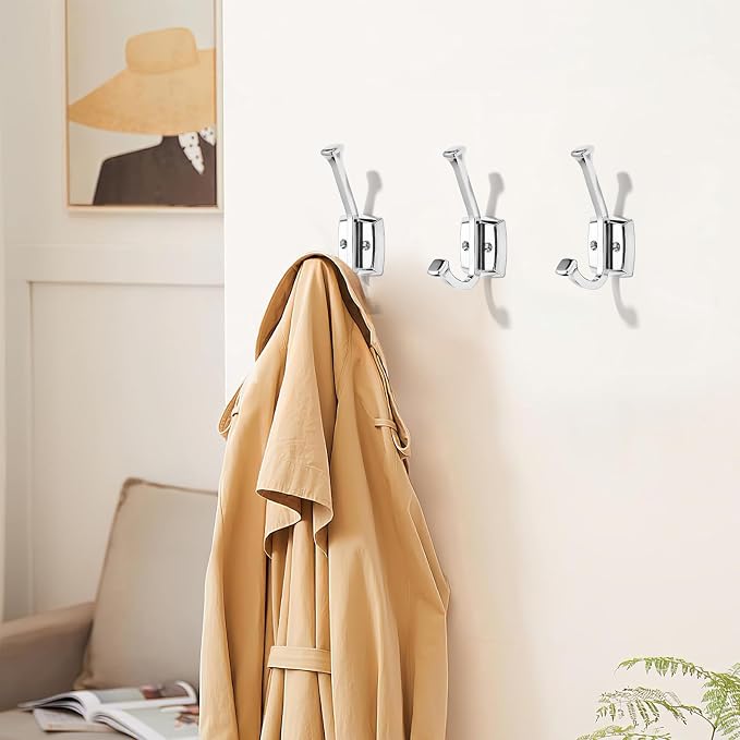 khtumeware 5 Pack 4.7 inch Polished Chrome Coat Hooks Wall-Mounted Hooks | Applicable to hanging,Towel,robe,bathroom,bag,clothes,entryway Zinc Alloy bathroom hooks - Image 3