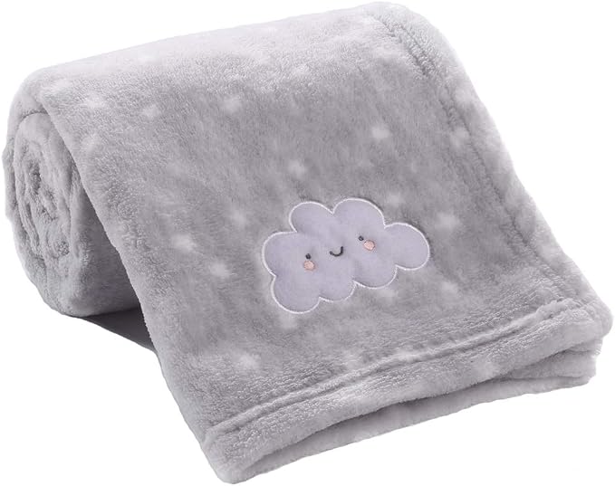 CREVENT Baby Welcome Gift Set Storage Basket with 2 Blankets+ 1 Security Blanket + 1 Taggie + 1 Gift Bag with Ribbon (Grey) - Image 2