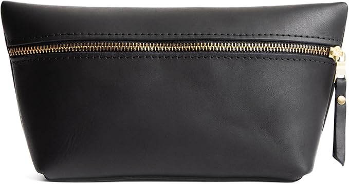 Portland Leather Goods Makeup Bag – Travel Friendly Cosmetic Bag with Zipper Closure for Organizing Makeup & Toiletries – Handmade from the Finest Full-Grain Hides – Large, Black by PortlandLeatherGoods