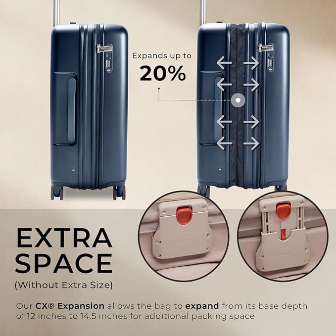 Briggs & Riley 30" Large Expandable Spinner - Checked Luggage for Travel, Suitcases with Wheels, Hardside Rolling Bag for Men & Women, Self-Repairing Zipper - Sympatico Collection, Navy - Image 3