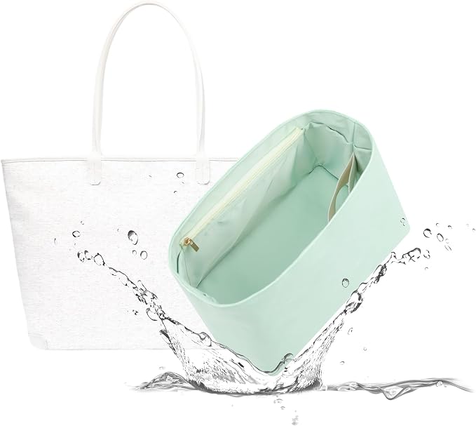 Lightweight Bag Insert for Artois PM, Side Zipper, Green | Bottle Holder and Side Zip, Smooth Satin Interior, Easy-Care Outer Surface, Multiple Color Options, Structured Yet Flexible by 19NeatThin