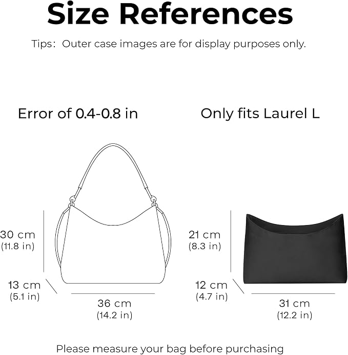 Handbag Organizer Insert for COACH Laurel Large Shoulder Bag (Large Laurel 36cm length), Custom Fit Inside Premium Matte Black Lightweight WaterResistant Tote Bag Insert - Image 2