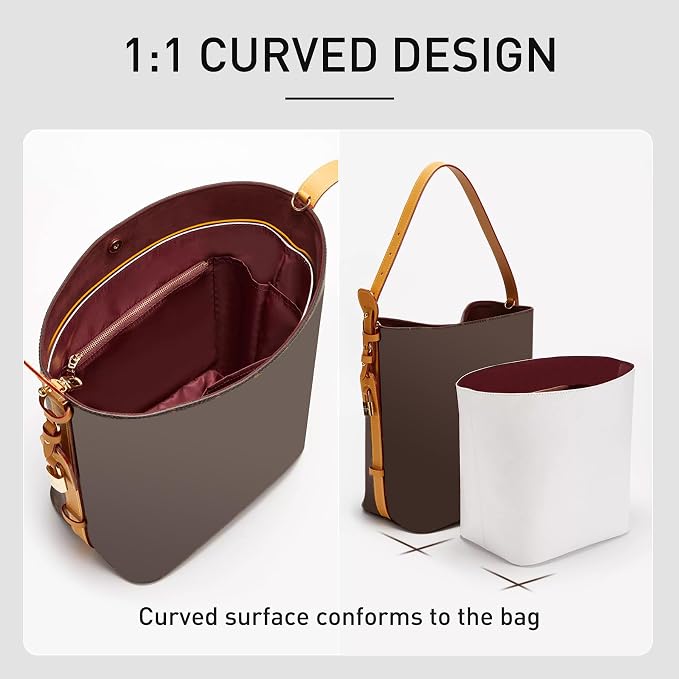 Purse Organizer Insert for Lv ALL In GM Handbag,Premium Lightweight Water Resistant All in Large Bag Insert,Bags Shaper Divider Purse Accessories with Zipper,White-Wine - Image 5