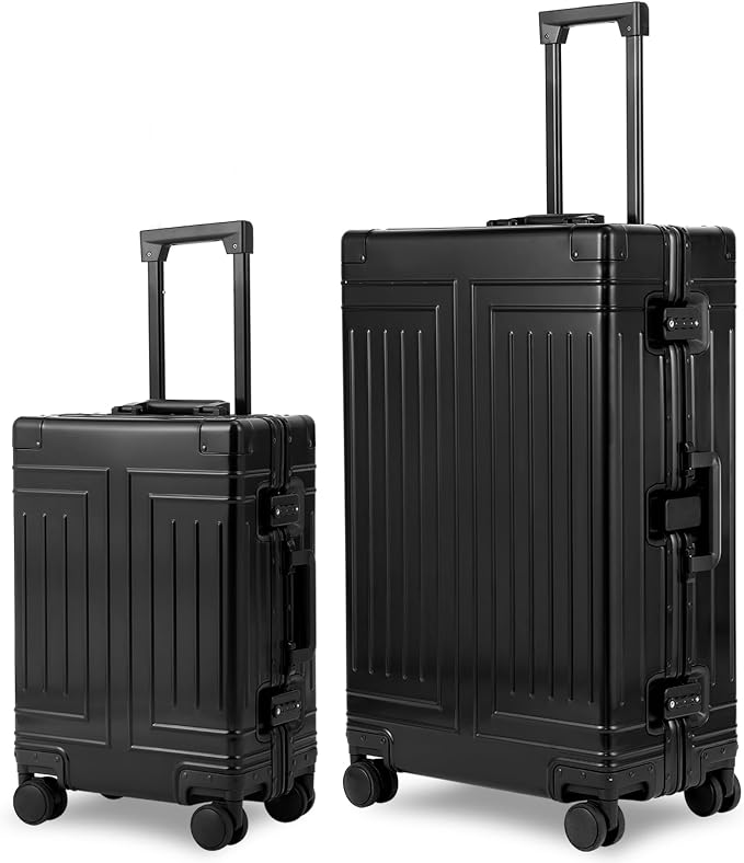 All Aluminum Magnesium 20/28 Luggage set ，Cut from Whole Aluminum Sheet，22x14x9 Airline Approved ，（3rd Generation，Premium Magnesium Metal zipperless suitcase ） (black, 20+28inch) - Image 7
