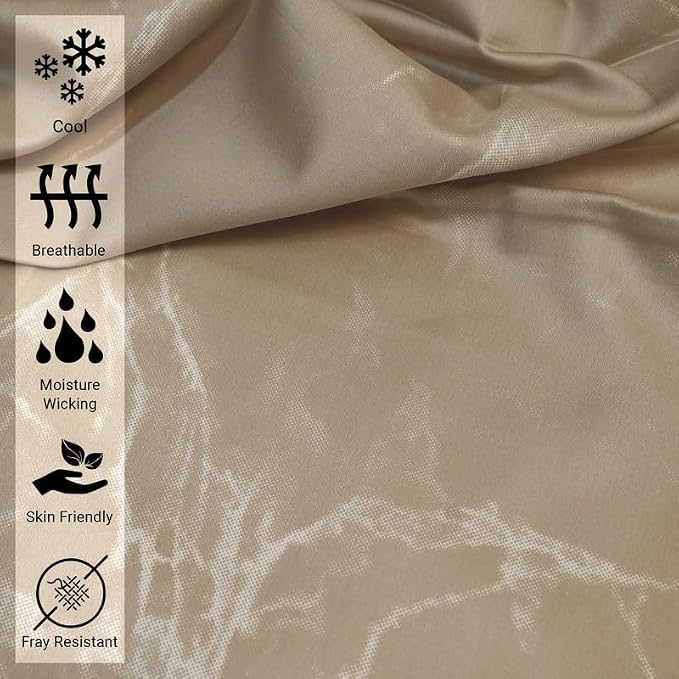 Pizuna Pure 100% Cotton Flat Sheets Only Twin XL Marble Taupe (1 PC), Luxurious 400 Thread Count Long Staple Cotton Sateen with 4" Hem (Combed Twin XL Flat Sheet Only Cotton) - Image 2