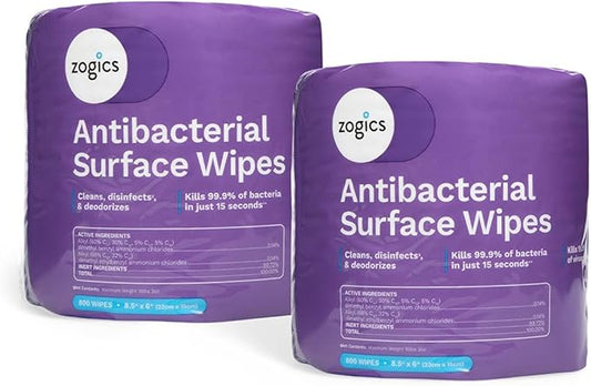 Zogics Antibacterial Wipes – Disinfecting Wipes for Sanitizing and Cleaning Surfaces and Equipment, EPA Registered Antibacterial Cleaning Wipes (1,600 Count – 2 Rolls of 800 Wipes)
