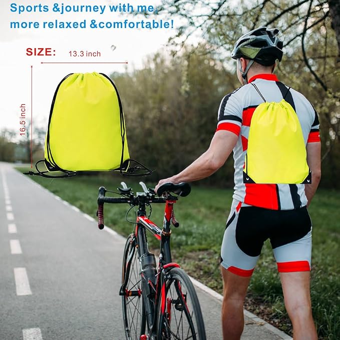 Drawstring Backpack Bulk 50 Packs Draw String Backpack Bags DIY Gym Sports Traveling Trip ride Pedestrianism Yoga Cinch Bag Sackpack Drawstring (yellow) - Image 5