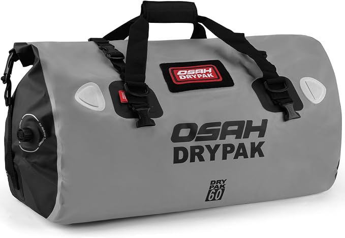 OSAH DRYPAK Waterproof Duffel Bag - Motorcycle Dry Bag Tail Bag with Large Storage Space, Waterproof Luggage Duffle Bags with Outer Mesh Zipper Pocket for Camping, Kayaking, Fishing & Traveling by OSAHDRYPAK