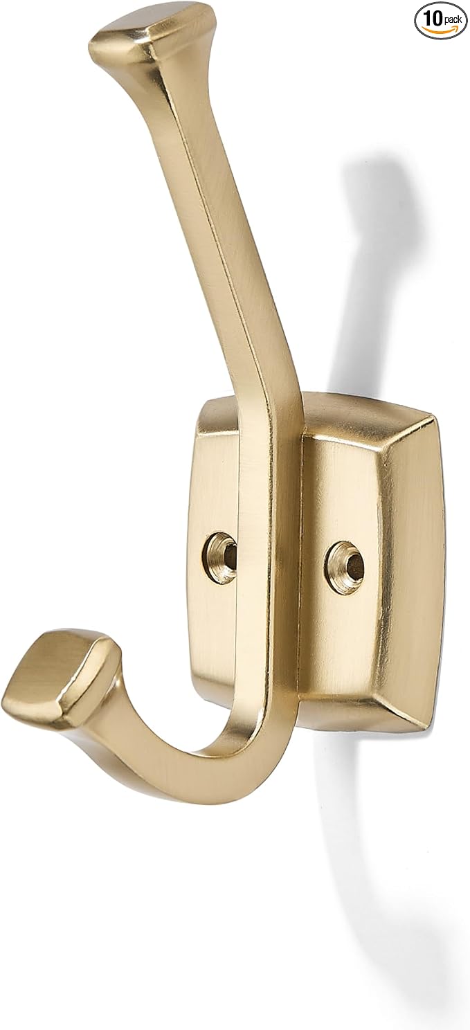 khtumeware 10 Pack 4.7 inch Champagne Bronze Coat Hooks Wall-Mounted Hooks | Applicable to hanging,Towel,robe,bathroom,bag,clothes,entryway Zinc Alloy bathroom hooks by khtumeware