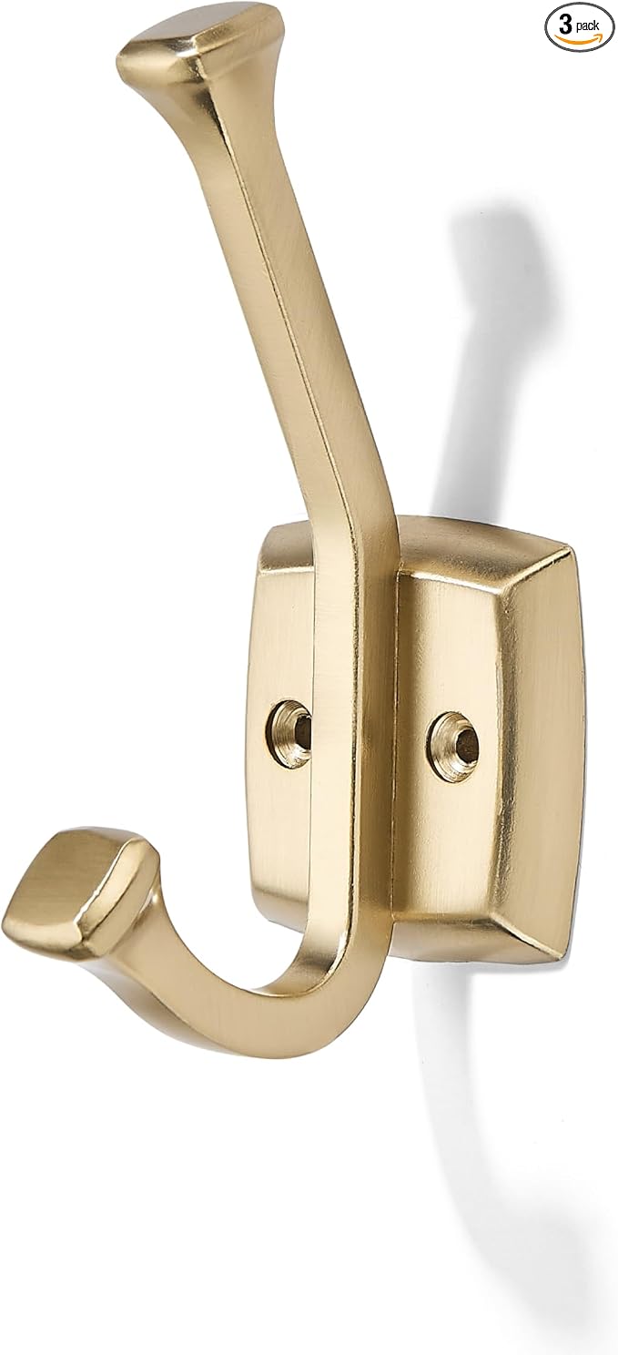 khtumeware 3 Pack 4.7 inch Champagne Bronze Coat Hooks Wall-Mounted Hooks | Applicable to hanging,Towel,robe,bathroom,bag,clothes,entryway Zinc Alloy bathroom hooks by khtumeware