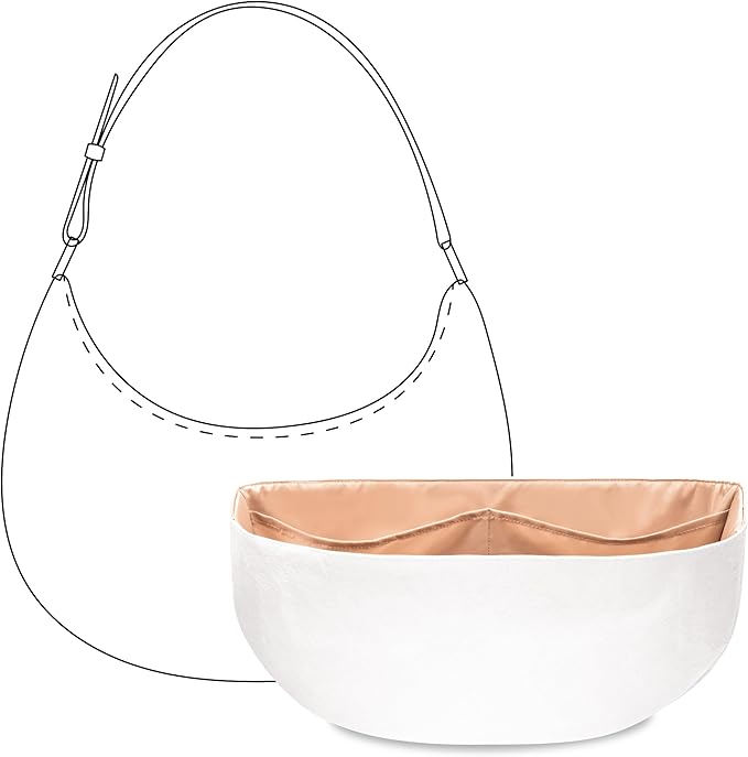 Purse Organizer Insert for Moon-Shaped Handbags (Medium) — Compatible with CELINE Ava Medium | Lightweight Slim Curved Bottom Liner ——Size 14 (8.7" L x 3.9" H x 1.4" D) by FANJIProject
