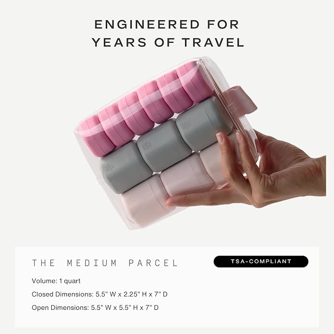Cadence Parcel - Clear Travel Kit with Zipperless Magnetic Closure - Pebble, Medium - Durable, Leak-Resistant and TSA Approved Toiletry Bag - Modular Organization - Recycled TPU (1 Qt) - Image 5