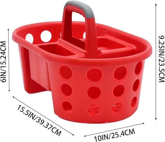 SIMPLYKLEEN Large Shower Caddy Portable 2PC - Made in USA Plastic Jumbo Size Dorm Storage Candy Tote with Handle Shower Organizer for Bathroom, Pantry, Kitchen, College Dorm, Red - Image 8