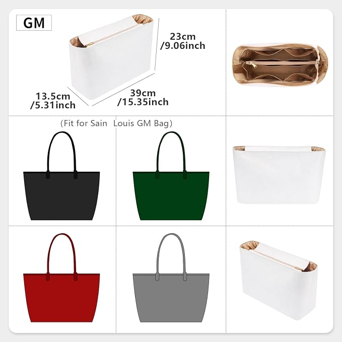 Tote Bag Organizer Insert Compatible with Geya Sain Louis GM Bag, Dupont Paper Purse Inner, Makeup Liner HandBag Shaper (White, GM) - Image 2