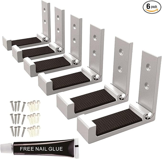 Wall Hooks for Hanging Folding Coat Hooks 6 Pack Heavy Duty Wall Mounted Hook Hangers for Key Coat Towel Hat Bag Backpack Headphone in Door Bathroom Closet with Adhesive Screws (Silver) by MeetRade