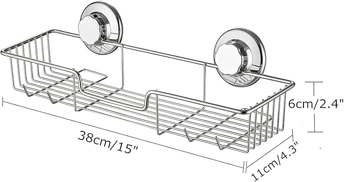 SANNO Suction Cup Shower Caddy with Hooks,Powerful Suction Cup Bathroom Shower Caddies,Bath Shelf Storage Combo Organizer Basket, Bathroom Accessories for Shampoo Conditioner set of 2 - Image 7