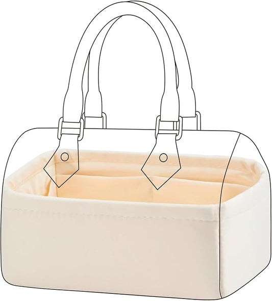 DGAZ Silk Purse Organizer Insert Fits LV Speedy 16/20/25/30/35/45 bags，Silky Smooth Bag Organizer，Luxury Handbag & Tote Shaper（Craie，New nano 16） by DGAZ