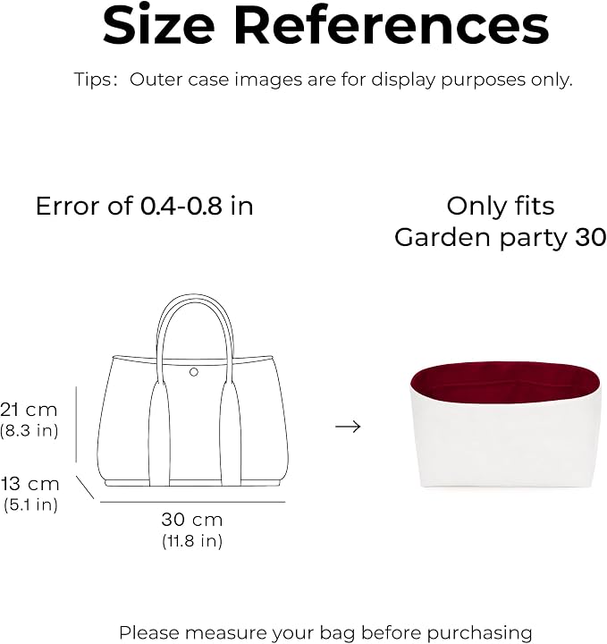 Purse Organizer Insert for HERMES Garden Party 30 Handbag,Custom Fit Inside Premium Bordeaux Red Lightweight WaterResistant Tote Bag Insert with Cup Holder Accessories - Image 2