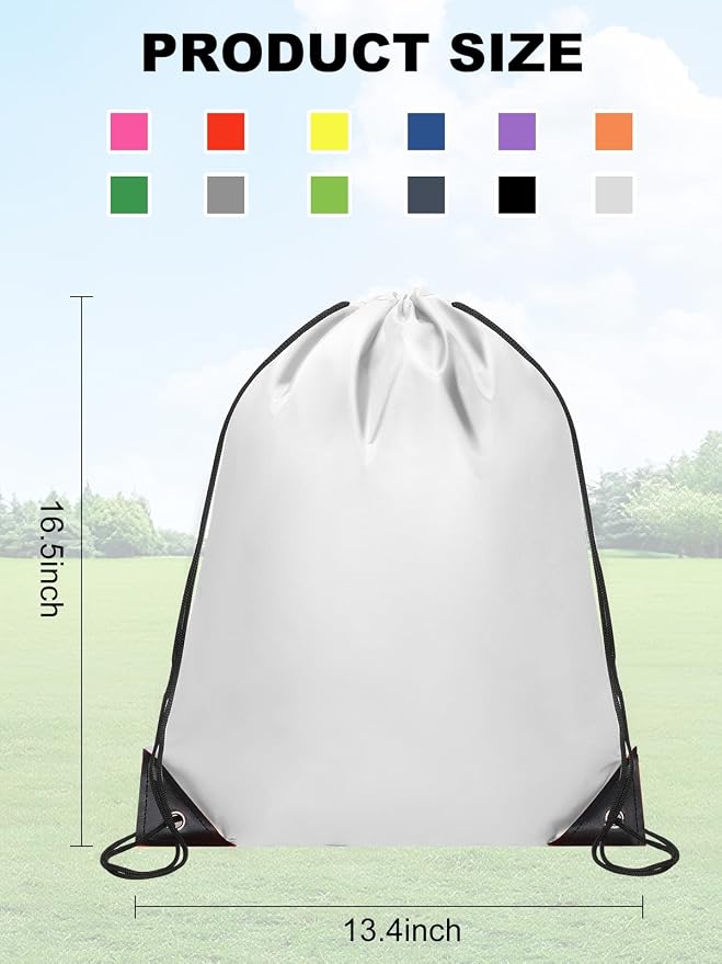 ZenNex 50 Pcs Drawstring Backpacks Bulk, 16.5x13.4 Inches Reusable Cinch Sack Bags for Gym Sports Beach School Travel and Party Favors, Assorted Colors(50, White) - Image 2