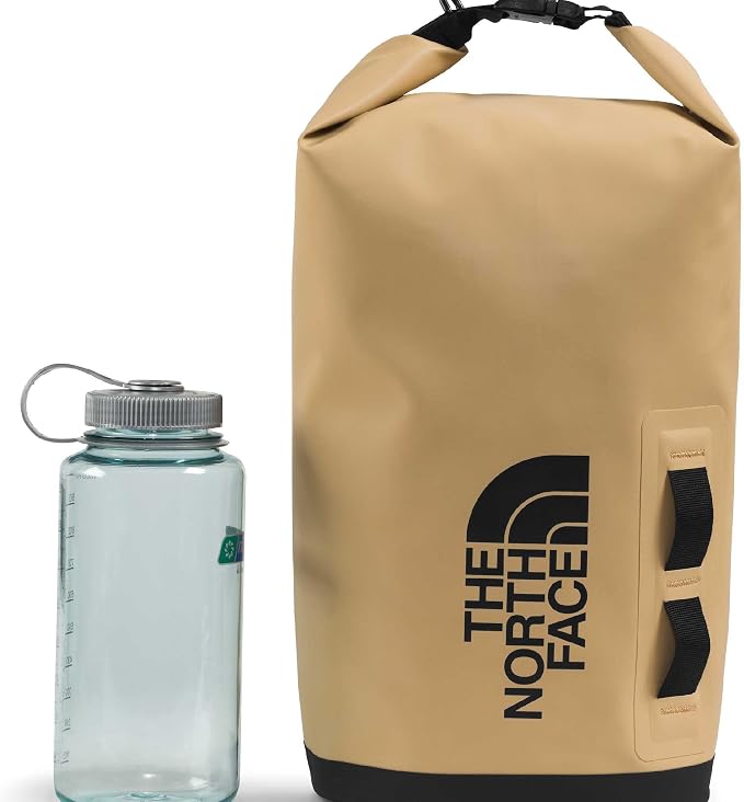 The North Face Base Camp Dry Bag - Roll-Top Waterproof Stuff Sack, Ideal for Camping Gear & Kayak Accessories, Khaki Stone/TNF Black, 8 Liters | Roll-Top Waterproof Stuff Sack, Ideal for Camping Gear & Kayak Accessories - Image 4
