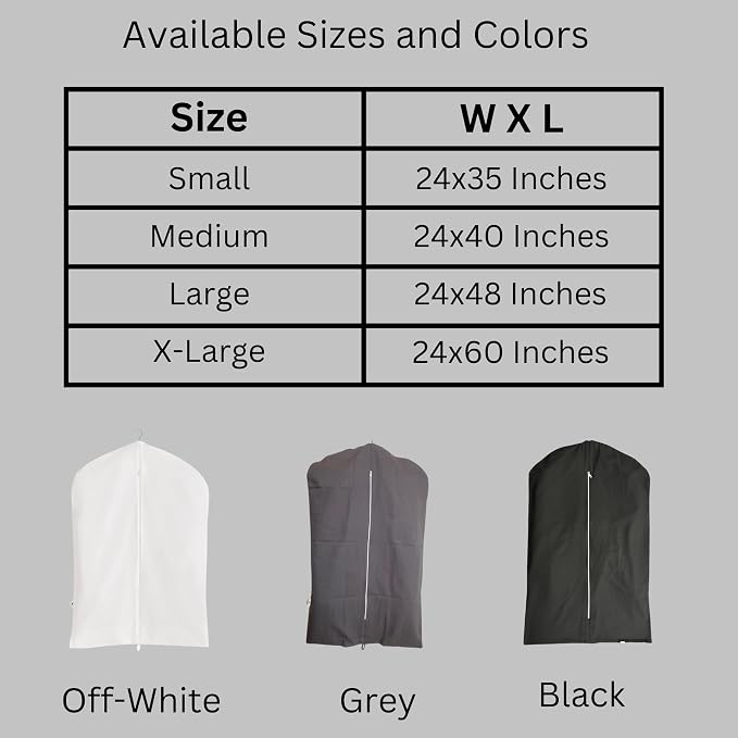 Premium 100% Cotton Garment Bags – 40" Off-White Canvas Suit Cover with YKK Zipper – Moth Protector, Breathable, Machine Washable, Cover for Coats, Dresses, Jackets & Travel - Image 6