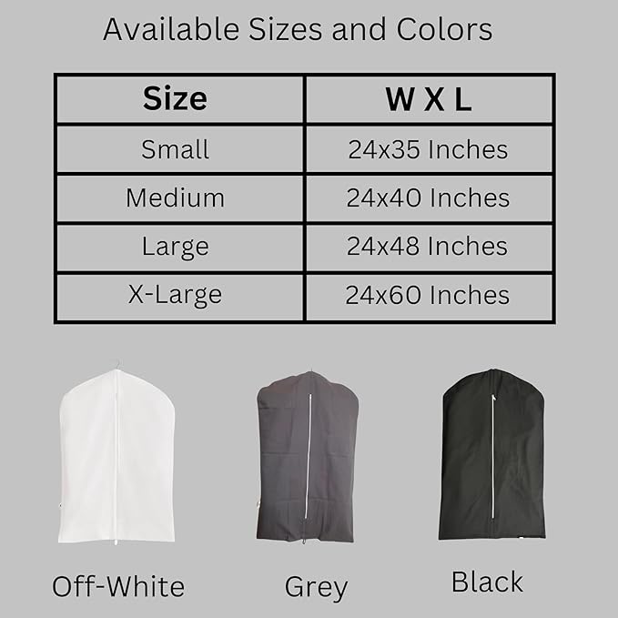 Premium 100% Cotton Garment Bags – 40" Black Canvas Suit Cover with YKK Zipper – Breathable, Dust-Proof Storage for Suits, Coats, Dresses, Jackets & Travel/Closet Use - Image 6