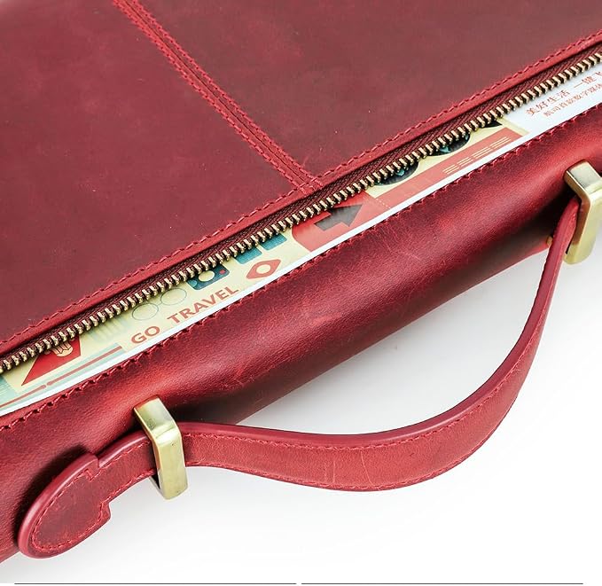CONTACTS Family Passport Holder for 10 Full Grain Leather Compatible with Airtag Passport Holder Family Travel Document Organizer Multiple Rfid Blocking Passport Wallet (Red) - Image 8