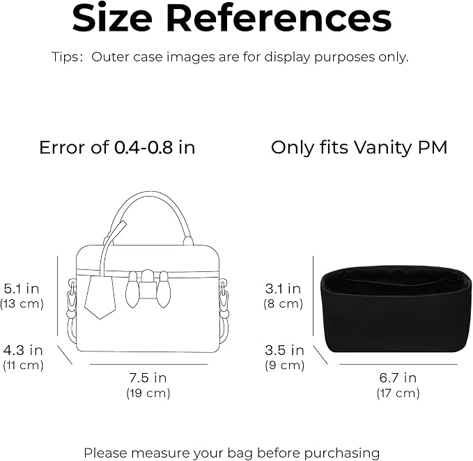 Lightweight Purse Organizer Compatible with LV Vanity PM | Handcrafted DuPont™ Tyvek®,Handbag Organizer Insert,1:1 Custom Fit,Matte Black,Perfect for Commuters and Travelers - Image 2