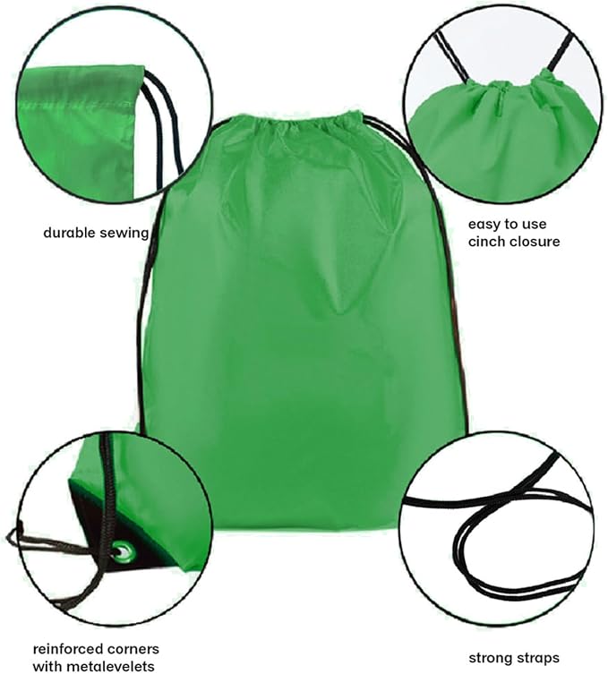 Drawstring Backpack Bulk 24Pcs Draw String Backpack Bags DIY Gym Sports Traveling Yoga Cinch Bag Sackpack Drawstring(green) - Image 3
