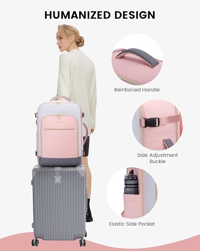 LOVEVOOK Large Travel Backpack for Women, TSA Carry on Backpack for Airplanes, 56L Personal Item Travel Bag for Women fits 17" Laptop,Waterproof Carry on Bag Airplane Approved with 3 Packing Cubes - Image 6