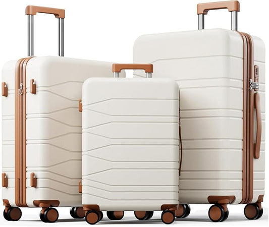 3 Piece Luggage Set, 20/24/28 Inch Expandable Luggage Sets with Spinner Wheels, ABS+PC Hardshell Suitcases, Suitcase Set with Double-Layer Explosion Zipper, TSA Lock by Voyzap