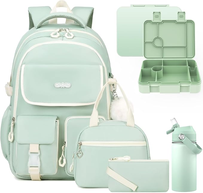 DIGOBAY Backpacks for Girls, 12PCS School Backpack with 43OZ Bento Box 14OZ Water Bottle Lunch Bag Pencil Pouch for Teen Girl Kids Elementary Primary Middle High College Travel School bag Bookbag Set by DIGOBAY