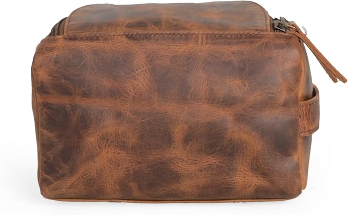 (7.5 inch Small) Real Full Grain Leather Toiletry Bag for Men, Dopp kit with Waterproof Lining, Toiletries Organizer, Grooming Travel Bag Pouch, Bathroom Shaving Kit Zipper Bag - Image 6