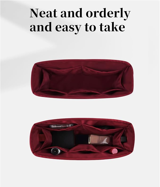 Purse Organizer Insert for 19 Handbag, Satin Bag Insert Compatible with Chanel, Lightweight and Soft Touch Inner Bag for Women Luxury Handbags, Multicolor Options(Rouge Grenat, Jumbo30) - Image 3