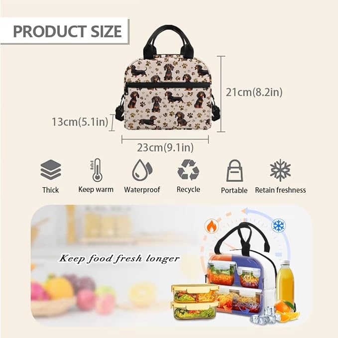 Kids Backpack for School Boys and Girls Dachshund School Backpack with Lunch Box and Pencil Case for Children Bookbag Large Capacity 3Pcs Set - Image 5