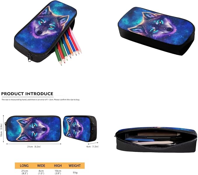 Galaxy Wolf Backpack for Girls Kids Backpack with Lunch Box Water Bottle Holder and Aesthetic Pencil Case 4PCS Set Bookbag with Front Pocket for School 17 inch Soft School Bag with Side Pocket - Image 5