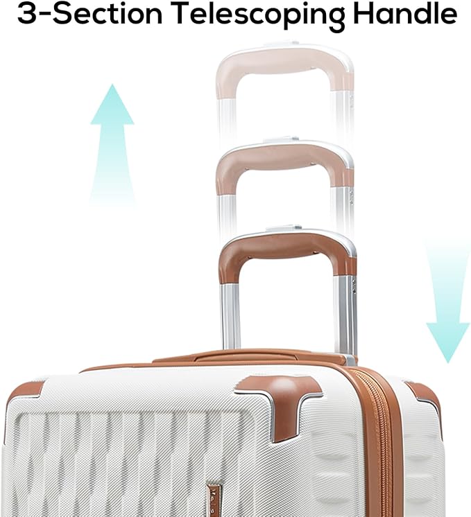 Melalenia Luggage 10 Piece Sets Clearance,Large Suitcase Set Spinner Wheels with TSA Locks,Hard Shell Luggage Sets for Women Travel Suitcase (White brown) - Image 5