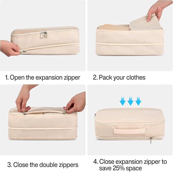 Hanke 7 Piece Expandable Compression Packing Cubes, Premium Travel Packing Organizers for Suitcases/Carry On, Luggage Organizer Bags with Breathable Mesh & Label - Image 3