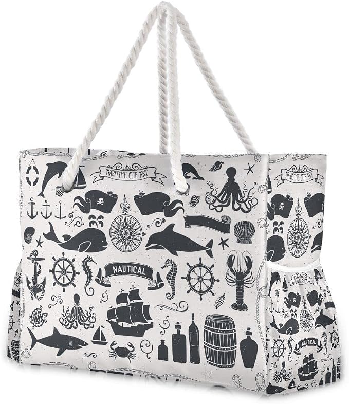 senya Large Beach Shoulder Bags Canvas Tote Water Resistant for Gym Travel Daily by senya