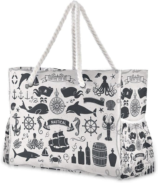 senya Large Beach Shoulder Bags Canvas Tote Water Resistant for Gym Travel Daily by senya