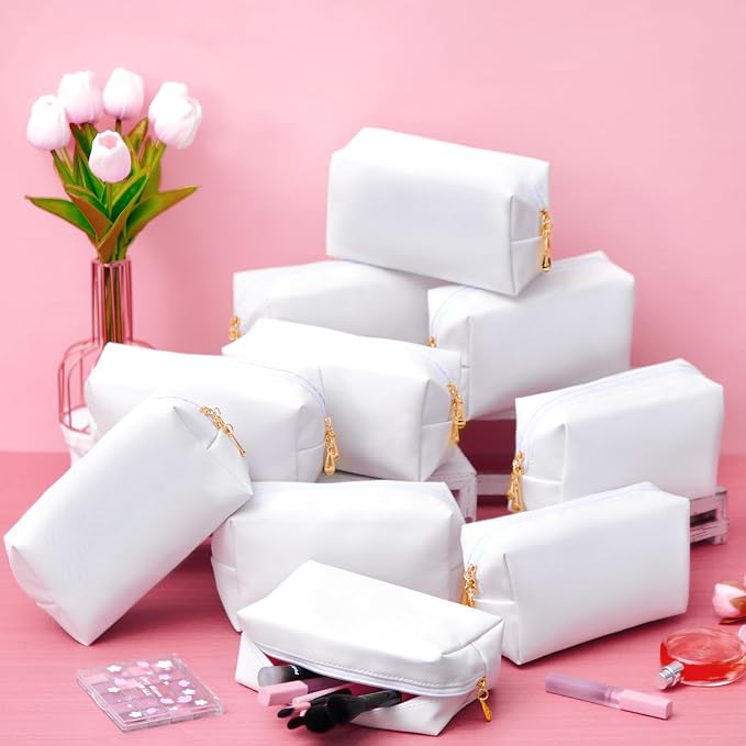 Kigeli Aesthetic Makeup Bags PU Leather Cosmetic Pouches Waterproof Plain Toiletry Bags Makeup Pouches Bulk for Women Party Gift Travel Storage Organizer(White,7.1 x 2.8 x 4.3 in) - Image 3