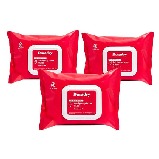 Whole Body Antiperspirant Wipes – Sweat Control Wipes for Under Boobs, Chest, Groin, Underarms, Hands, and Feet – Quick Drying, Travel-Friendly, Unscented, Pack of 3